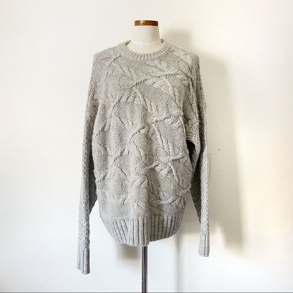 Zara Man Gray cable knit oversized winter sweater size Large preowned - Picture 2 of 5